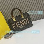 Replica Fend1 Mini By The Way FF Fabric Black Beige Handbag